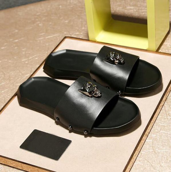 

new brand mens black rivet flat heels casual sandals genuine cow leather party outdoor beach cool slipper shoes 38-46