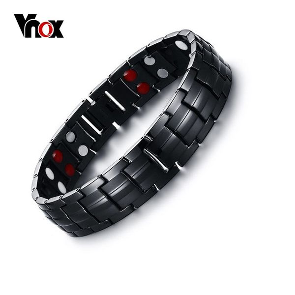 

vnox black men's pure titanium bracelets magnetic health power sports jewelry, Golden;silver
