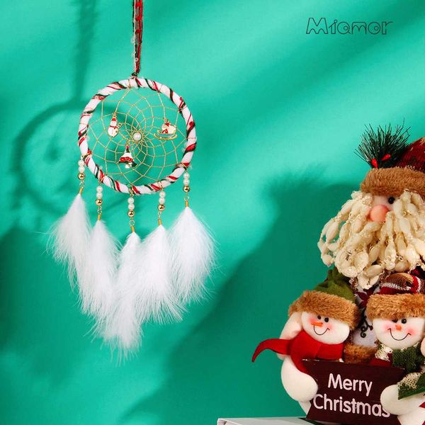

miamor christmas santa claus & snowman & christmas tree dreamcatcher with feather decoration accessories gift amor1103