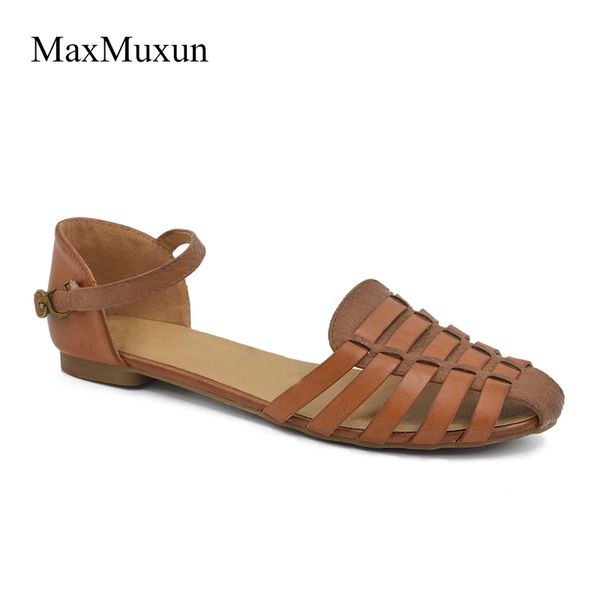 

maxmuxun women slingback flat sandals summer rome ankle strap closed toe strappy gladiator beach dress sandals for girls shoes y200623, Black