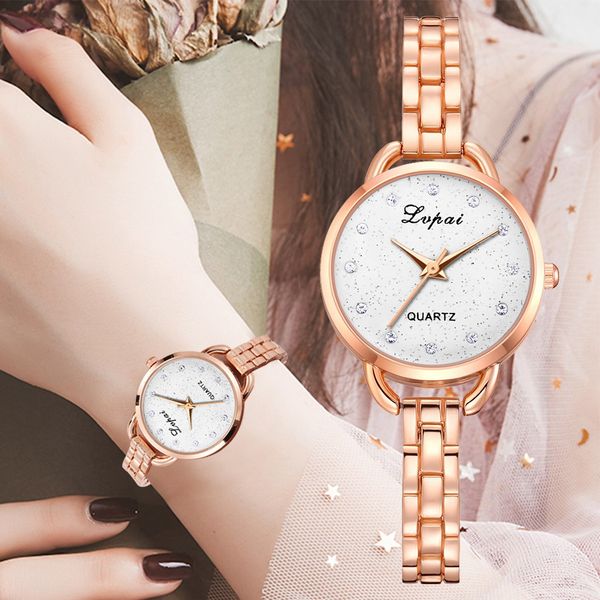 

lvpai brand beautiful fashion watch women bracelet watch exquisite small dial clock quartz wristwatch dropshipping, Slivery;brown