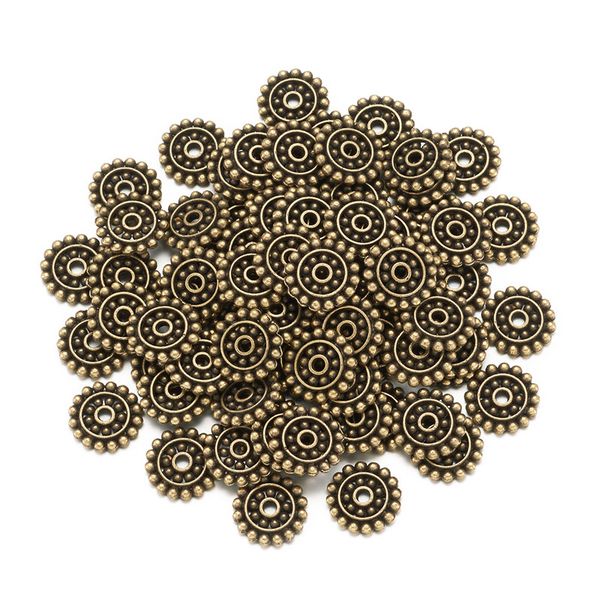 

100pcs daisy shape tibetan style alloy bead spacers for jewelry making diy bracelet necklace accessories findings 12.5x2mm, Blue;slivery