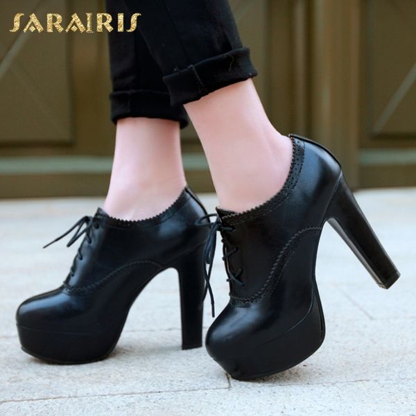 

sarairis dropship plus size 31-47 platform women's shoes pumps woman fashion high heel round toe woman shoes summer, Black