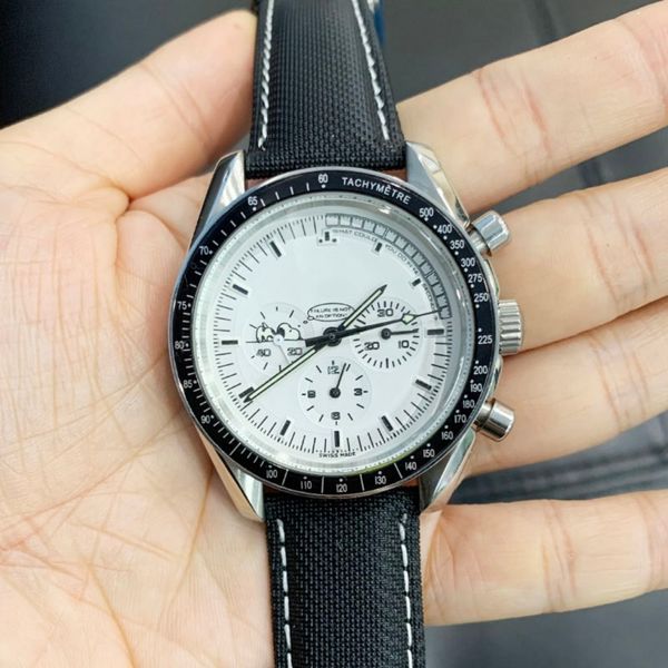 

2020 mens watches vk snoopy wristwatch leather strap watch nylon strap mens quartz series ceramic watches, Slivery;brown