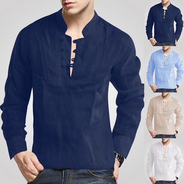 

mens long sleeve shirts new spring men's casual blouse mens summer thin solid color shirts long sleeve linen pullover shirt male, White;black