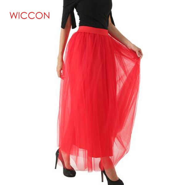 

2019 spring fashion womens lace princess fairy style 4 layers voile tulle skirt bouffant puffy fashion skirt long tutu skirts, Black