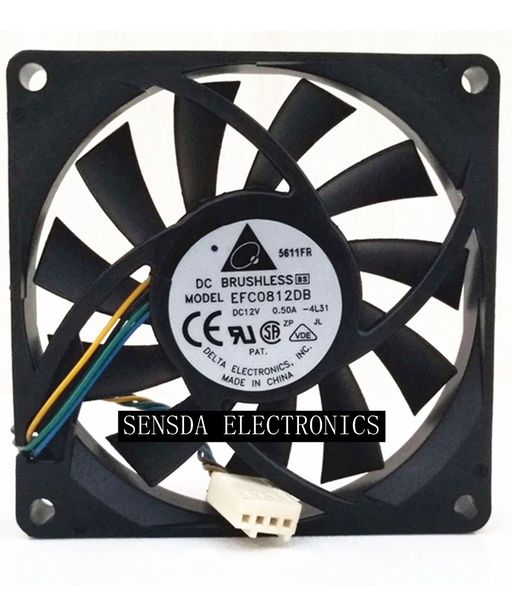 

new delta efc0812db 8cm 80mm 8015 8*8*1.5cm 80*80*15mm 12v 0.5a 4-wire pwm cooling fan