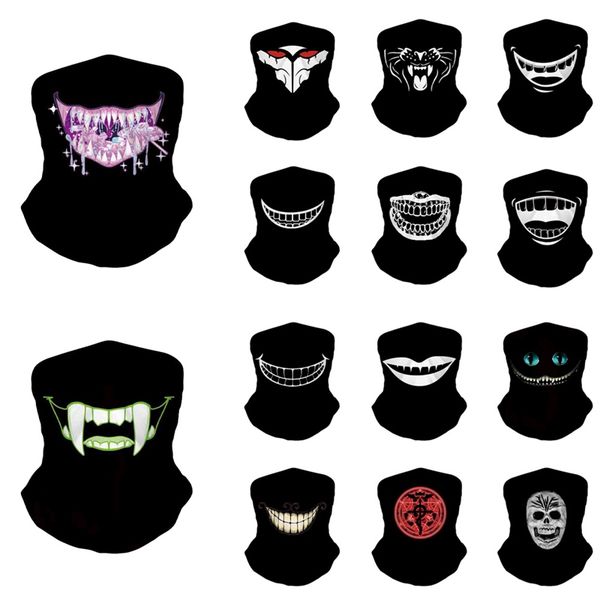 

funny teeth riding scarf outdoor neck hand bandana camping scarves multi funtion mask cycling hip hop bandanas scarf masks, Black