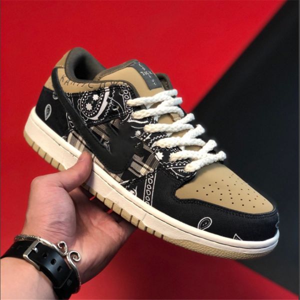 

2020 new sb x travis scott dunk low qs cactus kids youth junior mens running shoes athletic sneaker cactus jack trianers sport skateboardin, Black