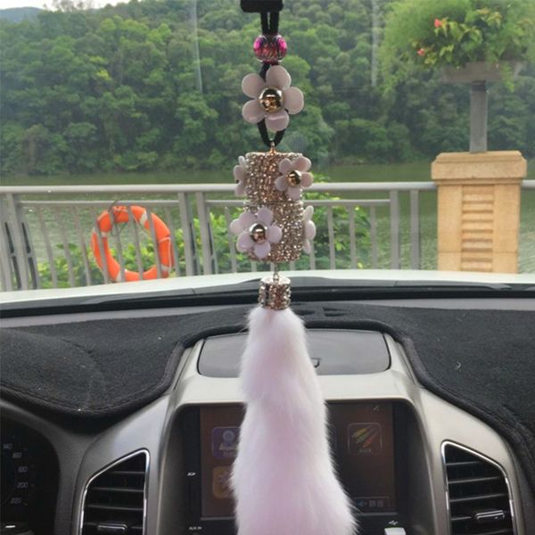 

rearview mirror plush ornaments car diamond pendant rearview mirror charm car styling crystal ornaments gift