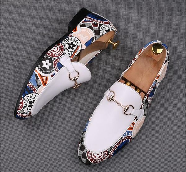 

2019 New Fashion Men's Casual Loafers Leather Slip-on Dress Shoes Handmade Smoking Slipper Men Flats Wedding Party Shoes EUR 38-44