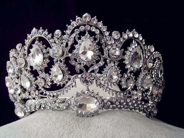 Lusso Bling Argento Accessori da sposa Diademi nuziali Fermagli per capelli Strass di cristallo Copricapo Gioielli Donna Fronte Corone per capelli Fasce