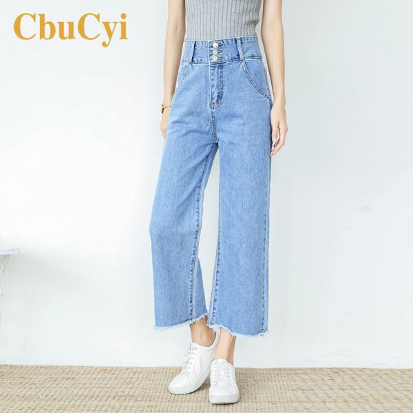 

women high waist jeans loose casual blue straight wide-leg denim pants women summer new ankle-length pants cotton jeans trousers