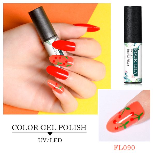 

four lily 5ml orange color gel polish long lasting red orange series nail art manicure 176 color soak off uv gel varnish design, Red;pink