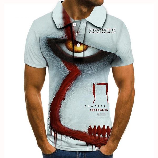 

2020 new shirt men summer classic shirt men clown fish 3d printed short sleeve hombre clothing, White;black