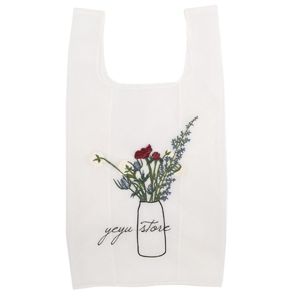 

asds-large-capacity casual light mesh bag translucent rose embroidery shopping bag