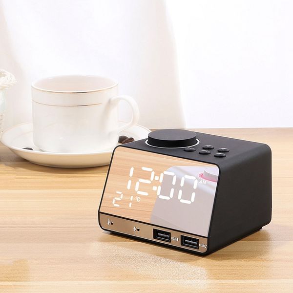 

smart alarm clock radio bluetooth speaker dual будильники с dual usb порт зарядки и зеркало