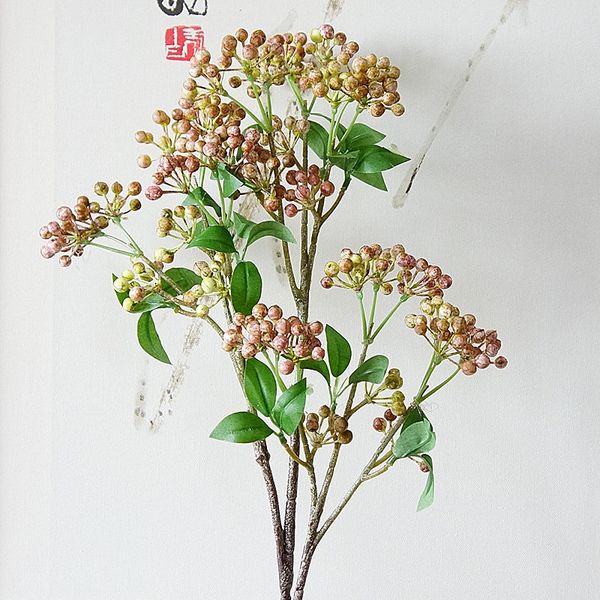 

new berry fruit branch artificial berries with leaves for home garden diy decoration fake flowers plants flores artificiales