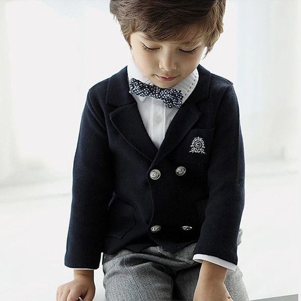 

boy gentleman blue double-breasted children casual blazer school england boys formal suit jackets kids coat boys outwear suit, Blue;gray