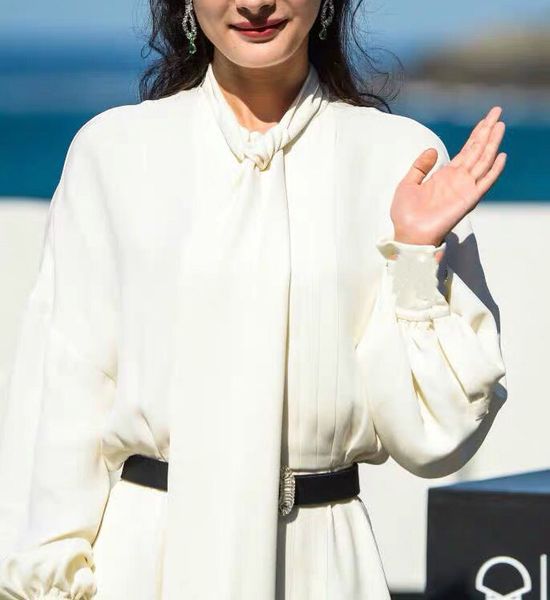 

women shirt 2019 new elegant lace bow silk shirt, White
