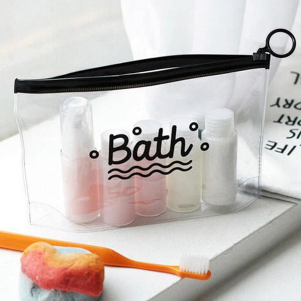 

pvc transparent bath cosmetic bag women travel makeup bag zipper make up organizer storage pouch toiletry beauty wash case