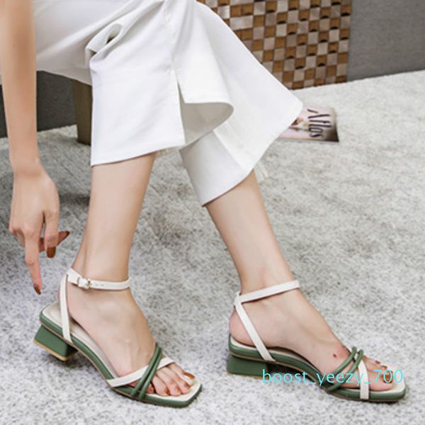 

korean designer fashion women sandals pu leather summer shoes ladies square toe low heels pumps sandalias zapatos de mujer lu23 01d b70, Black