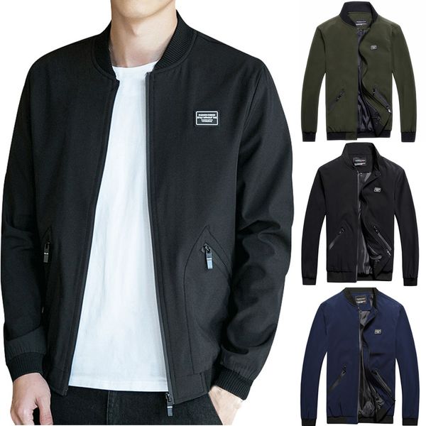 

coat men 2019 new men's autumn winter casual jacket big size baseball jacket coat outdoor casual, Blue;black