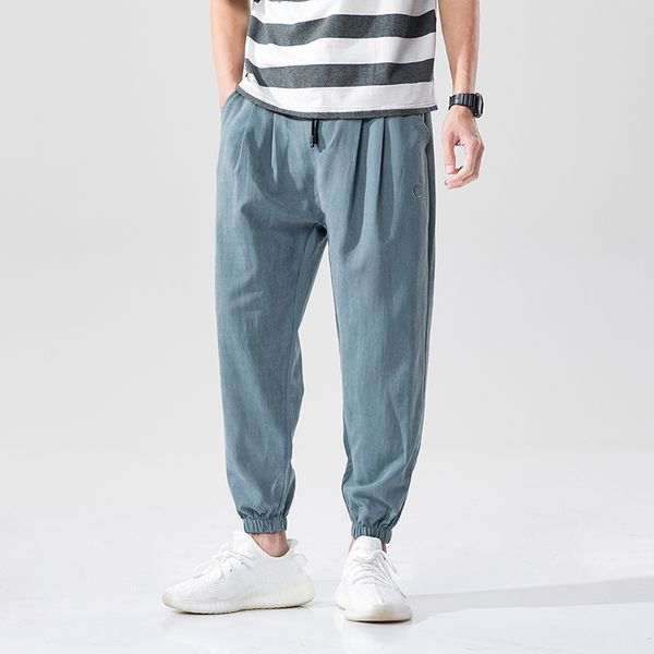 

summer casual pants men's fashion solid color drawstring harem pants men streetwear wild hip-hop loose trousers mens m-5xl, Black