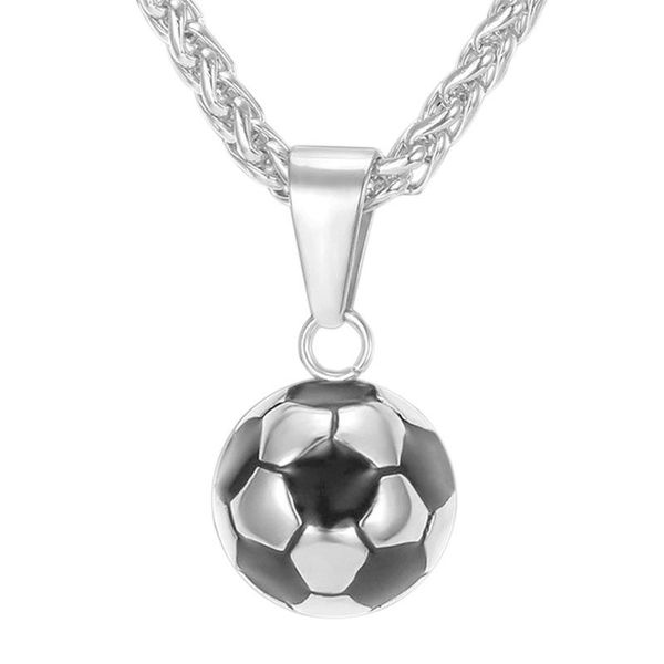 

football pendant necklace men stainless steel necklace world cup football fans jewelry silver