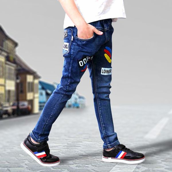 

2020 jeans pants panty clothing children's jeans men's trousers front and rear real bag stretch children's trousers, Blue