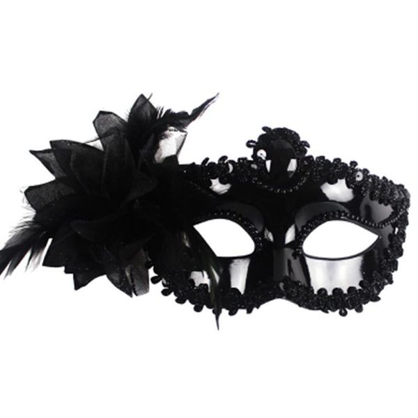

fancy women feather flower eye mask mask lace party halloween masquerade black