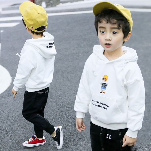 

children's clothing boys autumn hooded sweater new kid's hoodies sweatshirts spring and autumn t-shirt baby bottoming shirt, Black