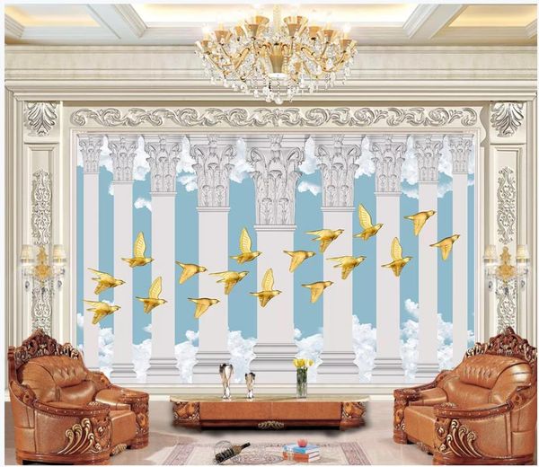 

custom p wallpapers for walls 3d murals wallpapers 3d modern fashion nordic pillars bird group living room wall papers home decor