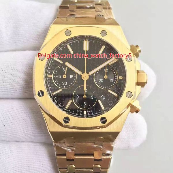 

3 style jh maker 41mm offshore 26320 26320ba 18k yellow gold chronograph swiss eta 7750 movement automatic mens watch watches, Slivery;brown