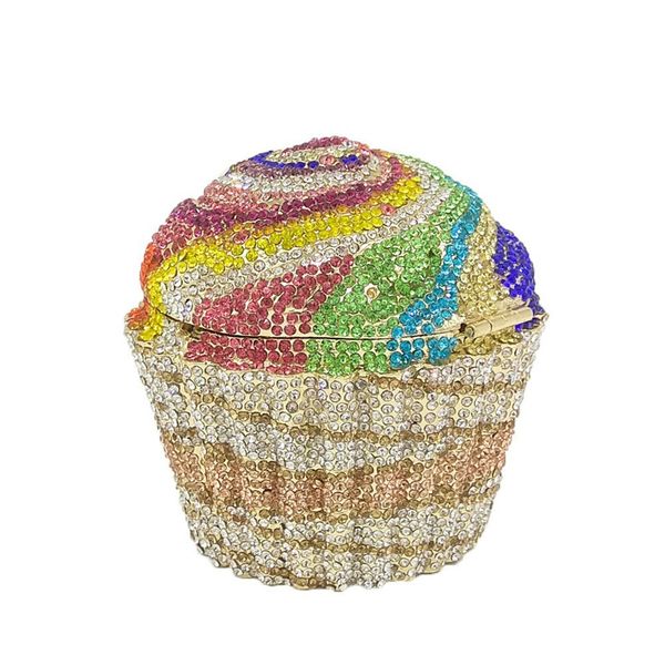 Designer cristal saco de noite moda cupcake diamante bolsa de embreagem soiree bolsa mulheres casamento bolo bolsas de bolo