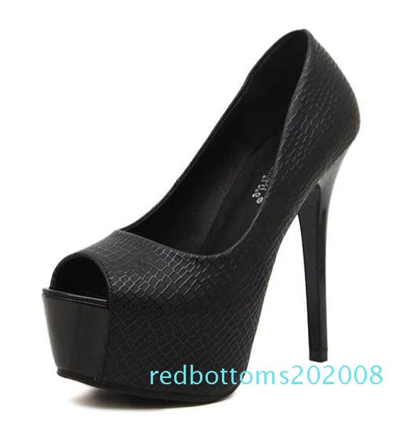 

new 2016 thin heel peep toe platform pumps red bottom high heel shoes office lady profession work 08r, Black