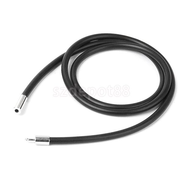 

3mm black rubber cord necklace with stainless steel closure - 19.75 inch, Silver