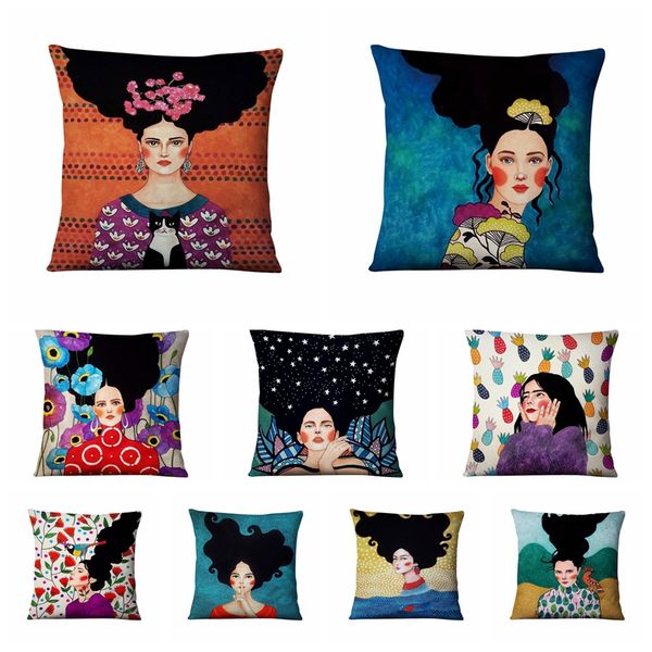 

modern painting girls thin linen pillowcase home decoration pillow art cushion decorative pillows home decor sofa throw pillow