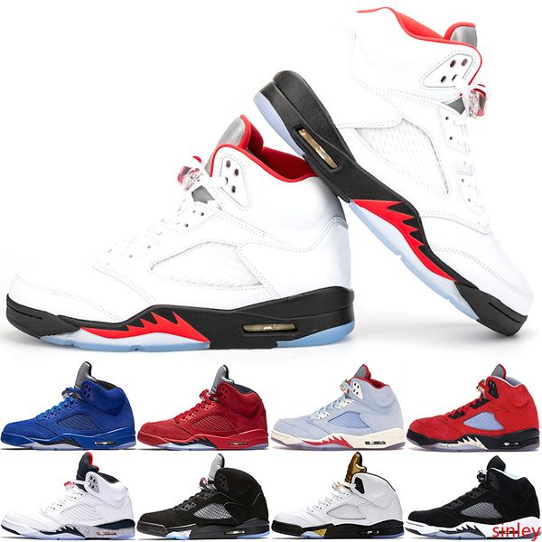 

2020 fire red 5s men basketball shoes 5 mens laney yellow bred red suede white cement metallic black designer sports sneaker size 41-47