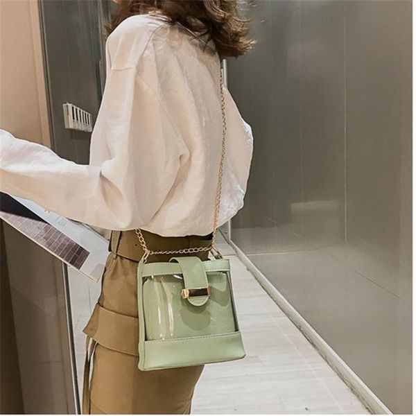 

women transparent pvc bags clear chain handbags jelly bag tote handbag messenger ladies shoulder bag fashion bags new 2019