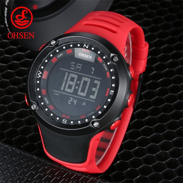 

ohsen outdoor sports men's watch men digital multifunction fitness satch men watches 50m waterproof alarm watch reloj hombre, Slivery;brown