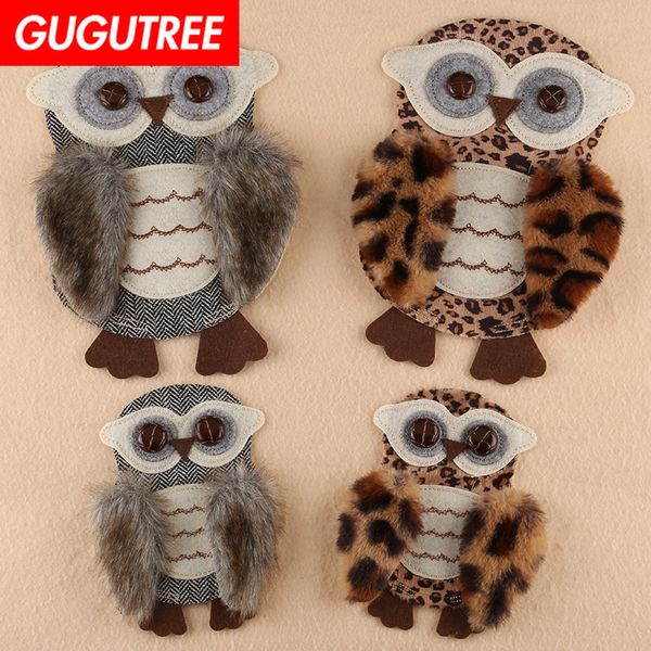 

gugutree embroidery big owl patch animal patches badges applique patches for clothing dk-21, Black