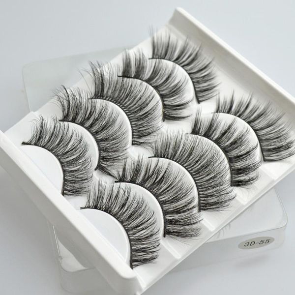 

5 pairs 3d soft mink hair false eyelashes fluffy wispy thick lashes full strips handmade eye extesnion makeup tools