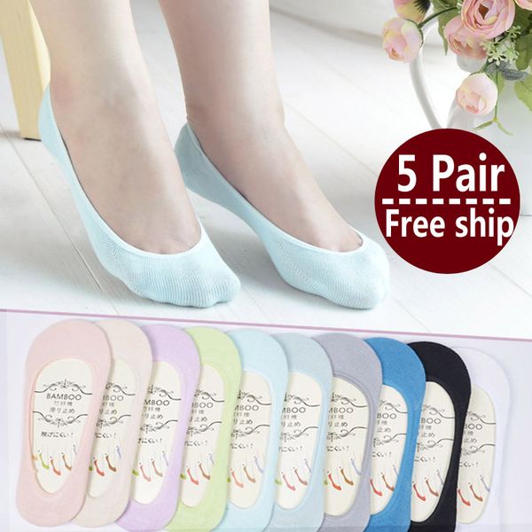 

1lot =5 Pair New Arrival Women Cotton Socks Female Solid Color Candy Invisible Socks Summer Thin Sweet Casual Slipper Socks