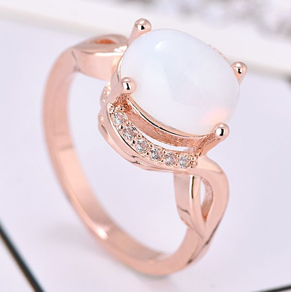 

wholesale-brand mosaic opal flash zircon rings for women plated rose gold 925 simple fashion ring ornaments ing, Golden;silver