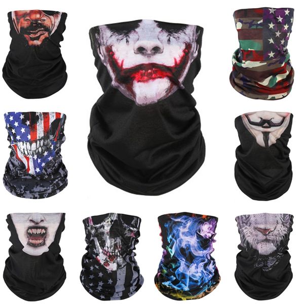 

sqhoi outdoor seamless versatile warm skull neckerchief face mask skull scarf cycling riding masks magic skull scarf halloween#646, Blue;black