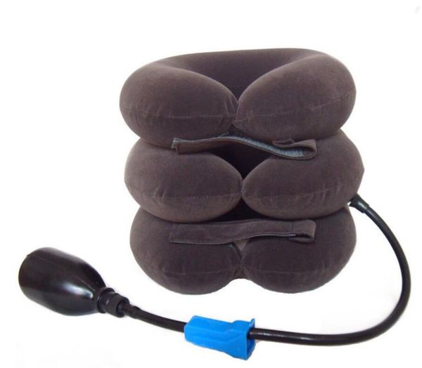

inflatable neck support neck traction comfortable traction massager health care therapy device fitness accessories, Black;blue