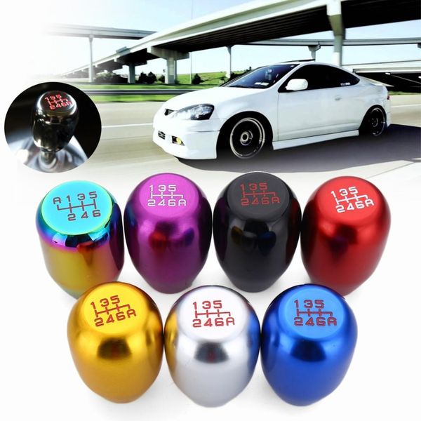 

universal racing six speed aluminum alloy gear shift knob with adapters for for acura rsx civic si s2000 black/red