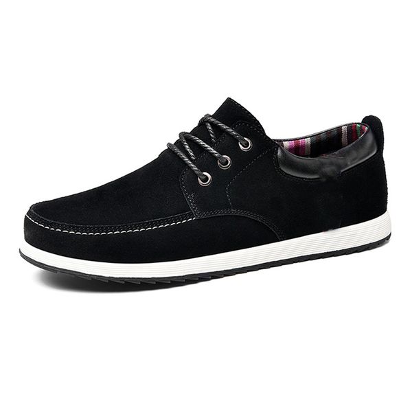 

2020men's leather casual shoes moccasins men loafers spring new fashion sneakers male men boat shoes suede krasovki, Black