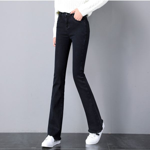 

black flared trousers han edition cultivate one's morality to mention panty burrs bootleg jeans fashion girls flares, Blue